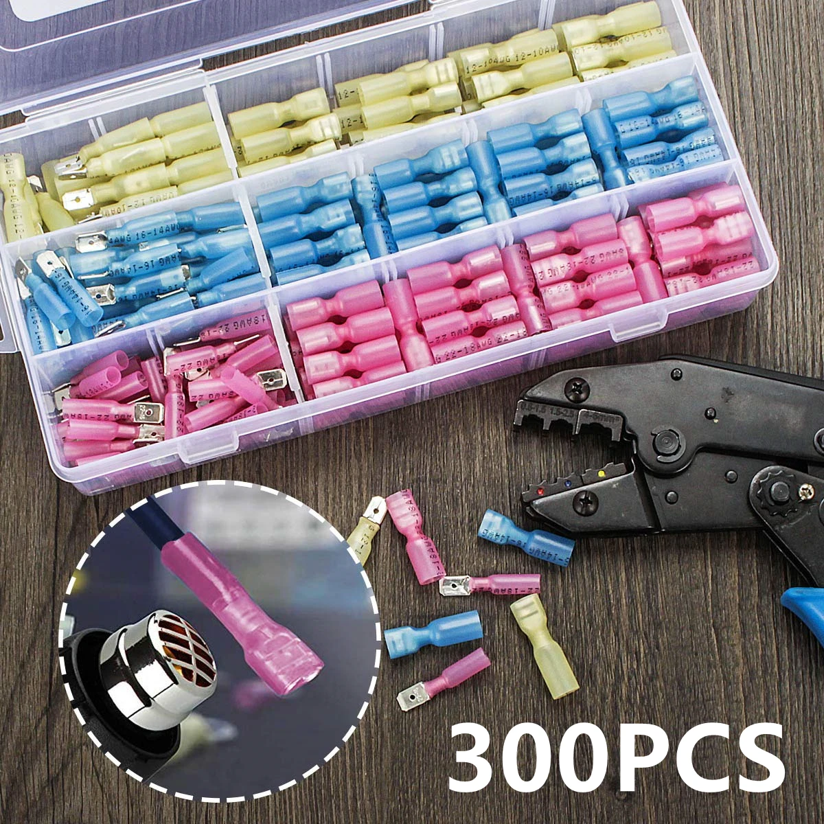 300/200/100pcs Heat Shrink Spade Connectors Cable Male Female Spade