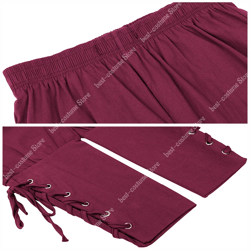 Medieval Pants for Men Pirate Viking Costume Pants Plus Size Trousers Pirate Cosplay Costume With Drawstrings