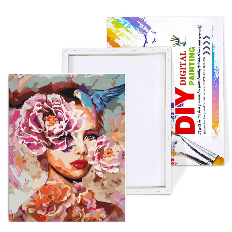 Description Picture 3 of itemWoman Portrait Oil Painting By Number Set On Canvas 60x75 Frame Set Acrylic Paint For Adults Picture Drawing Coloring By Numbers