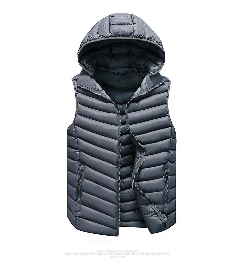 Autumn& Winter Waistcoat Men down Feather Cotton Vest Slim Fit Korean-style Trend Thin Hooded Sports Vest Waistcoat Coat