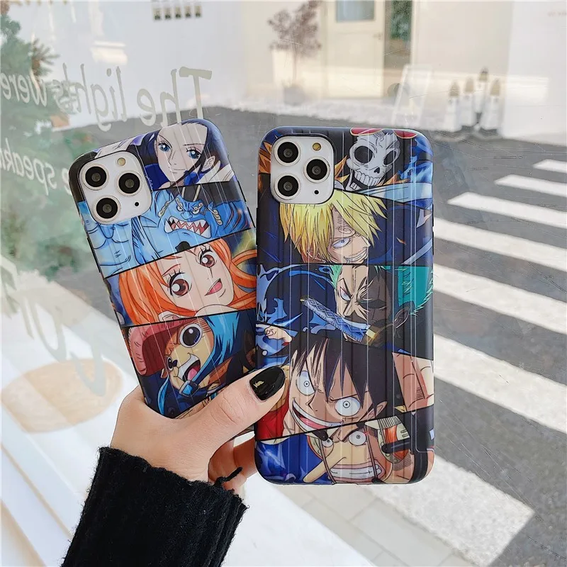 

Cute Cartoon anime One Piece Couples Phone Cover Case For Iphone X 11 pro Xs Max Xr 10 8 7 Plus se 4.7 Luxury Soft Coque Fundas