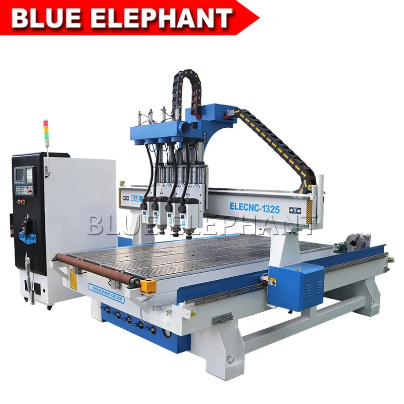 Синий слон многошпиндельная древесина CNC маршрутизатор 1325 размер работы сделать деревянную дверь с воздушным охлаждением шпинделя