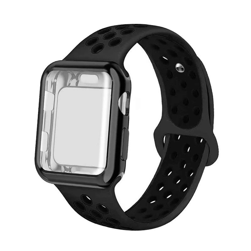 Силиконовый чехол и ремешок для apple watch band 44 мм 40 мм, 42 мм, 38 мм, версия наручных часов iwatch, ремешок series 5/4/3/2/1 браслет& крышки аксессуары
