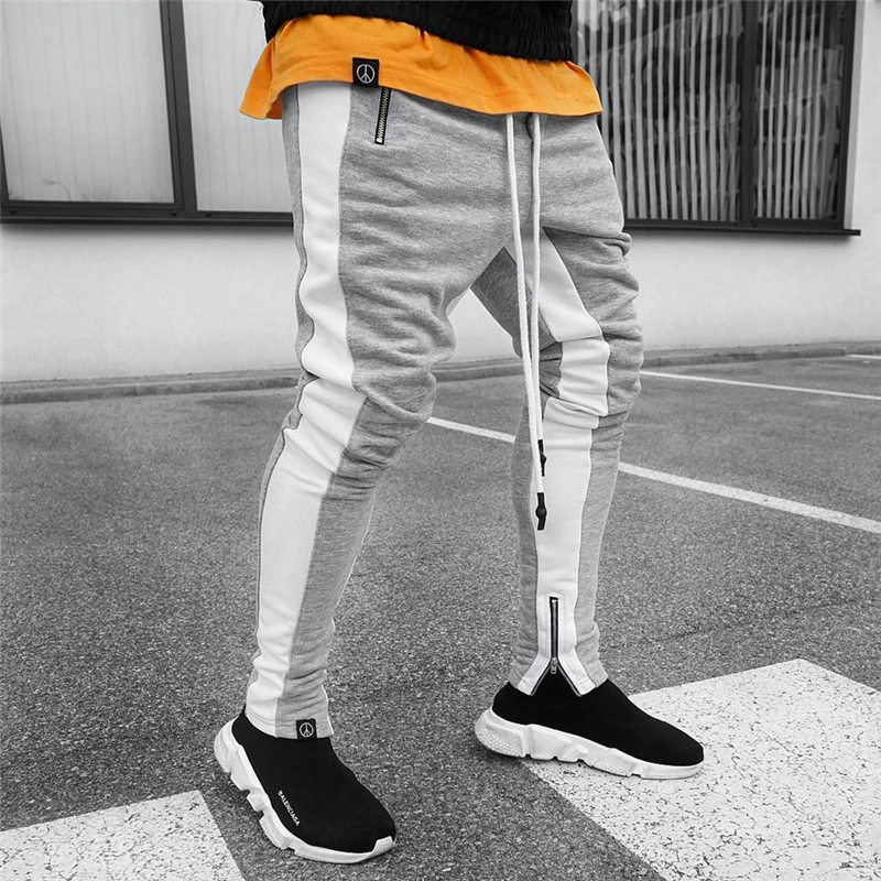 Повседневные спортивные штаны для бега, мужские уличные полосатые спортивные штаны для бега, спортивные штаны для спортзала, мужские брюки для фитнеса, спортивная одежда для тренировок - Цвет: Gray