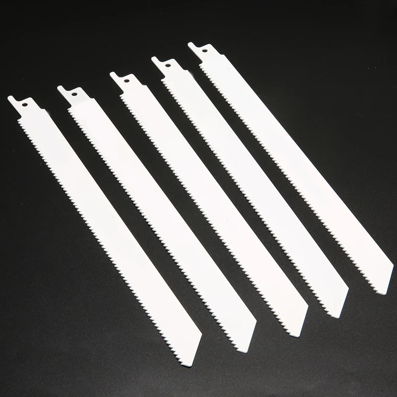 5Pcs Saw Blades Wood Cutting Tools S1122 Reciprocating Saw Blades Metal Flexible Saw Blades 10tpi For BOSCH 225mmx19mmx0.9mm