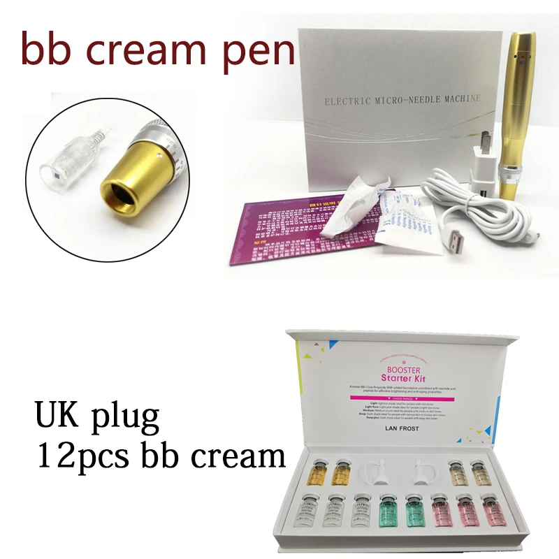 Золотая электрическая ручка dr derma bb крем-ручка тату-пистолет для bb крем-сыворотки bb fundation уход за кожей BB лечение отбеливающая сыворотка - Номер модели: UK plug kit1