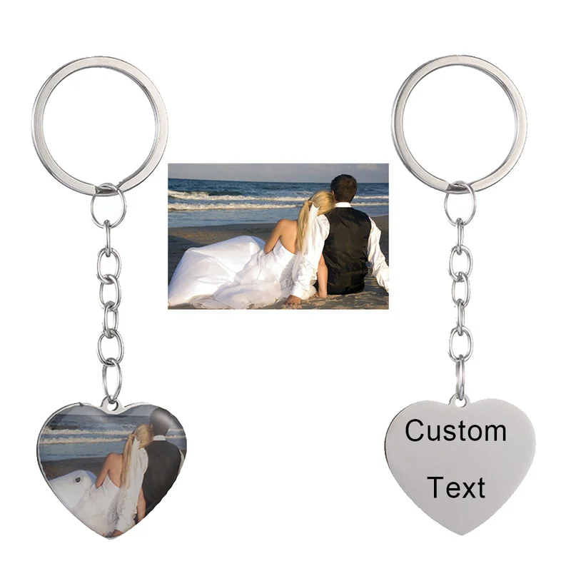 Personalized Custom Photo Name Keychain Best friends keyring Stainless Steel heart friendship lover jewelry gift for women girl