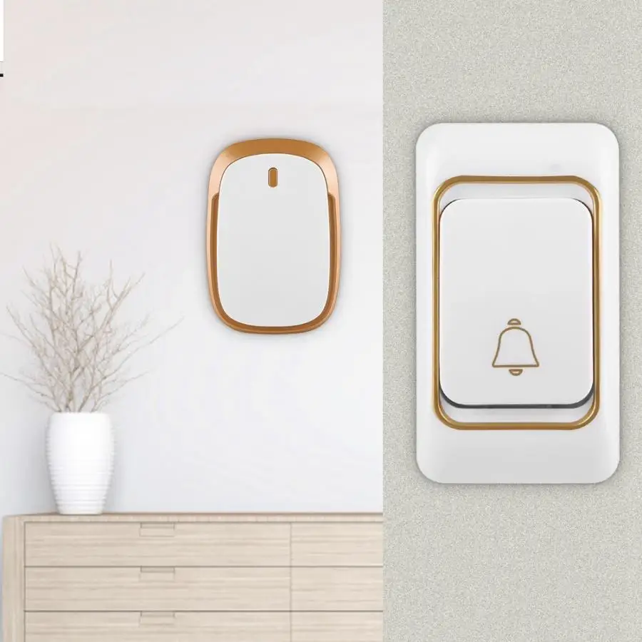 

Doorbell 1V1 Wireless Doorbell Battery Operated Remote Button Transmitter Receiver US 110-240V door bell waterproof no battery