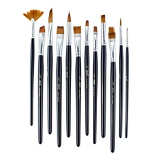 Juego de pinceles de nailon para pintura de acuarela, pelo de nailon de diferentes formas, para principiantes, pinceles de pintura al óleo acrílica, suministros, 12 Uds.