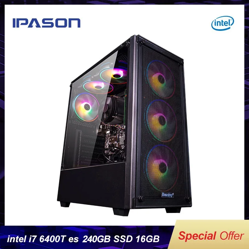 IPASON-ordenador de escritorio para videojuegos, versión de ingeniería 6400 GHz, 16 Gb RAM, 2,2G SSD, alto rendimiento, Intel I7 240 T es QHQG ES