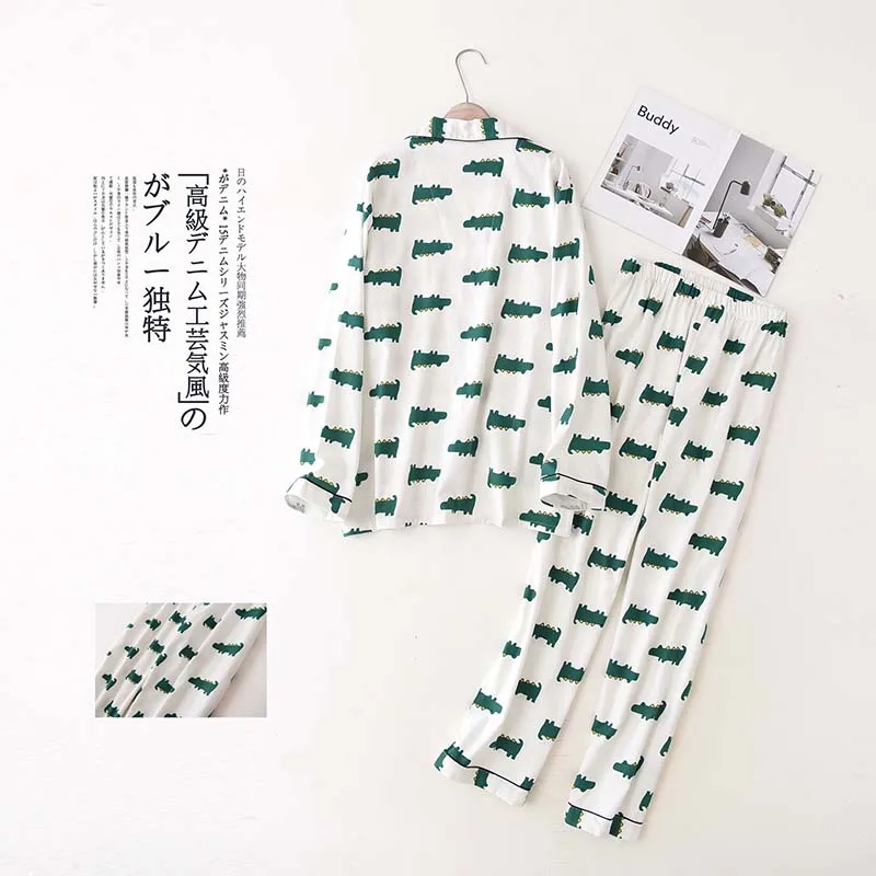 Mens Spring Autumn Cotton Pajamas Set