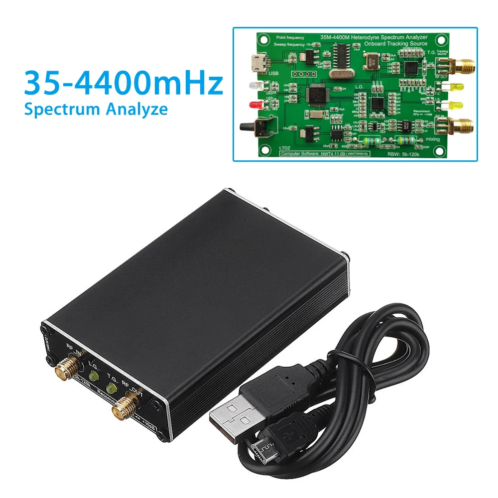HYY-YY Spectrum Analyzer USB LTDZ 35-4400M Signal Source with Tracking Source Module RF Frequency Domain Analysis Tool with Aluminum Housing HYY-YY Spectrum Analyzer USB LTDZ 35-4400M Signal Source with Tracking Source Module RF Frequency Domain Analysis Tool with Aluminum Housing