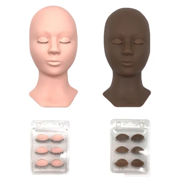 

2Colors Mannequin Head Replacement Eyelids Soft Silicone Practice False Eyelash Extensions Makeup Model Massage Training Manikin