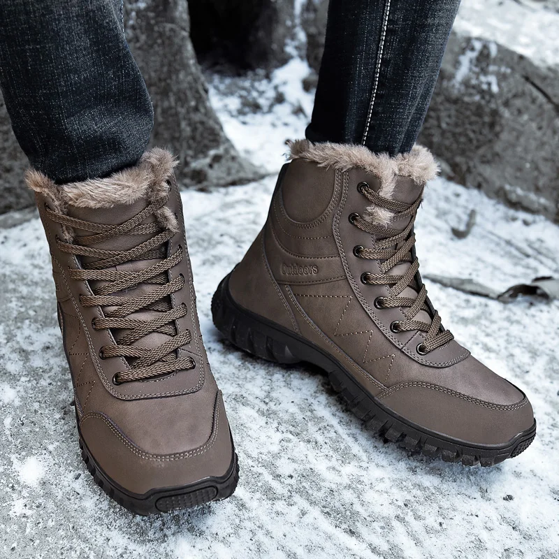 BVNOBET/Нескользящие кожаные мужские ботинки; популярная Удобная Зимняя мужская обувь; короткие плюшевые теплые военные ботинки; Zapatos De Hombre