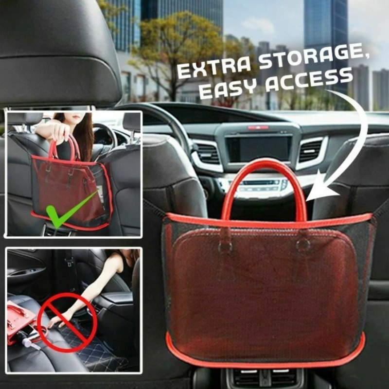 TOPTEL Car Net Pocket Handbag Holder for Handbag Bag Documents Phone Valuable Items