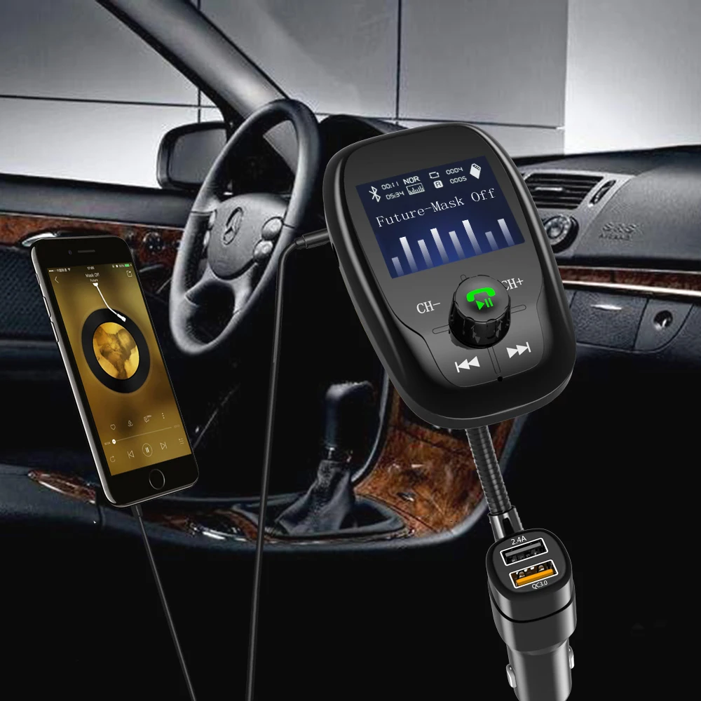 Fm-передатчик беспроводной Bluetooth 4,1 Handsfree автомобильный комплект 360 Вращающийся Автомобильный MP3 аудио плеер с двумя USB Автомобильное зарядное устройство