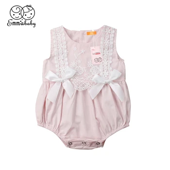 

2019 Summer Toddler Baby Girl Lace Bowknot Flower Romper Jumpsuit Sunsuit Clothes
