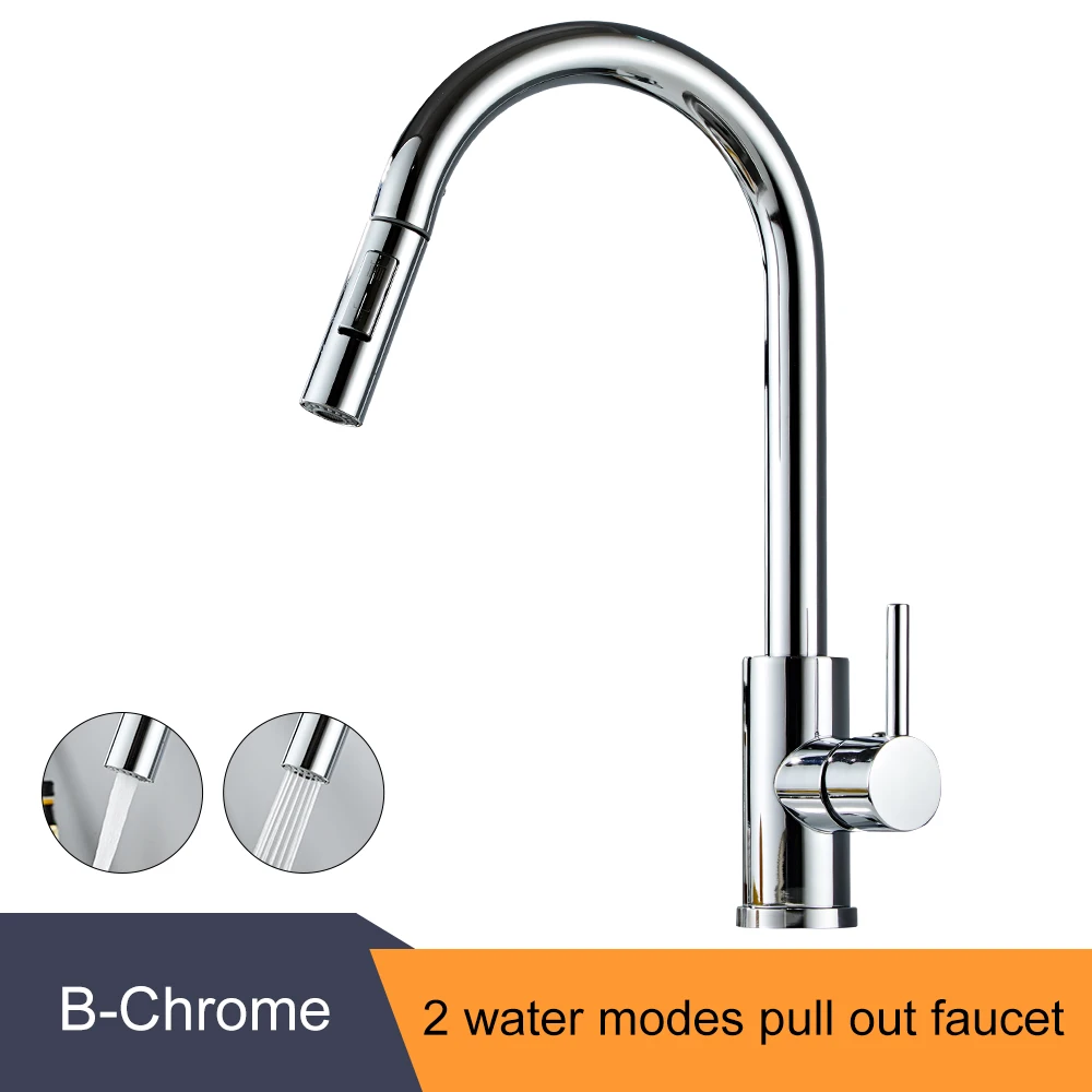 Chrome/Black/Golden Pull Out Kitchen Faucets Hot Cold Water Stream Sprayer Spout Pull Down Tap Mixer Crane For Kitchen EL5407 under cabinet paper towel holder Kitchen Fixtures