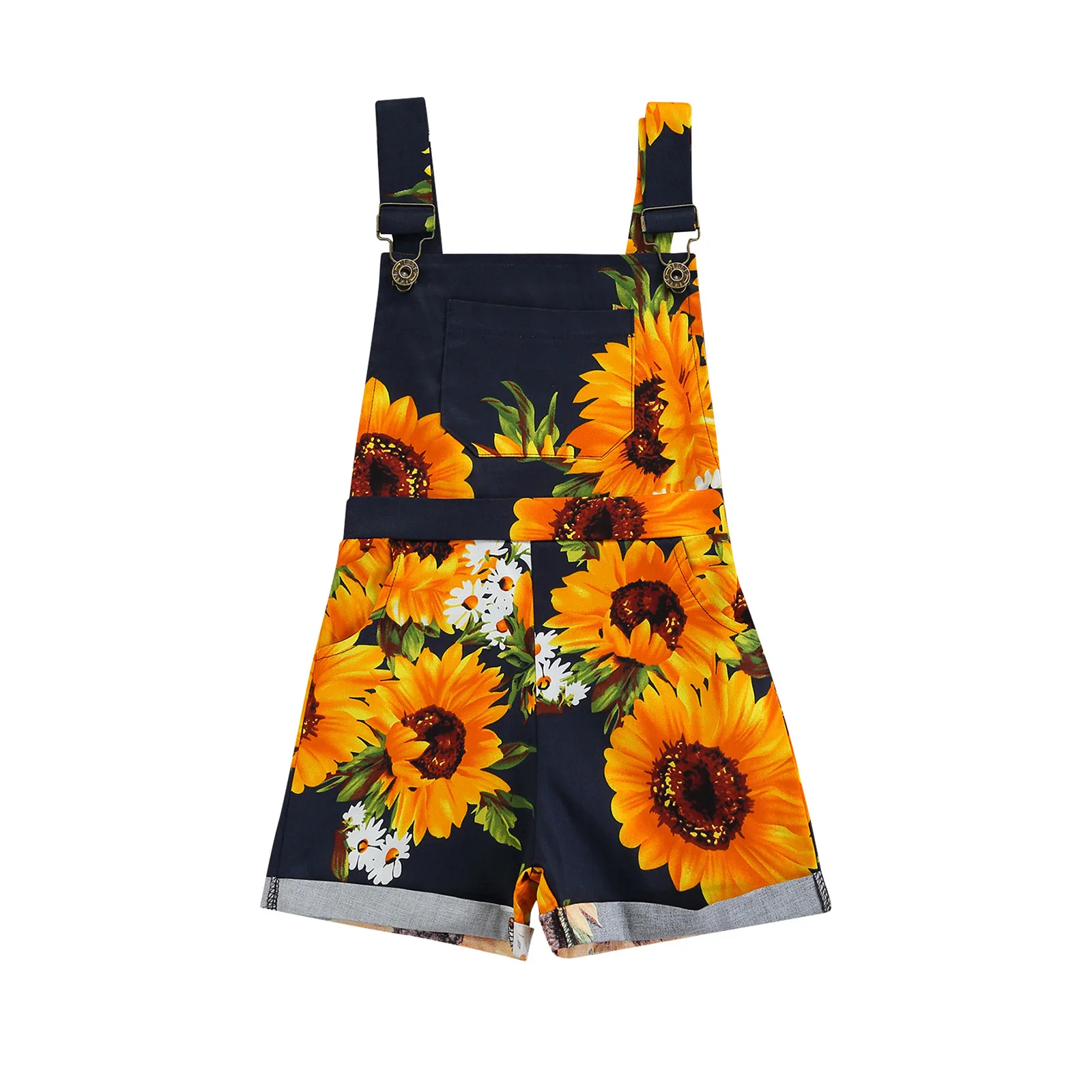 2 7Y Children Sunflower Print Overalls 