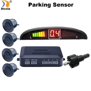 

Car LED display parking sensor kit Multi-Color 4 Sensors Reverse Backup Radar System,Black color model Free Shipping