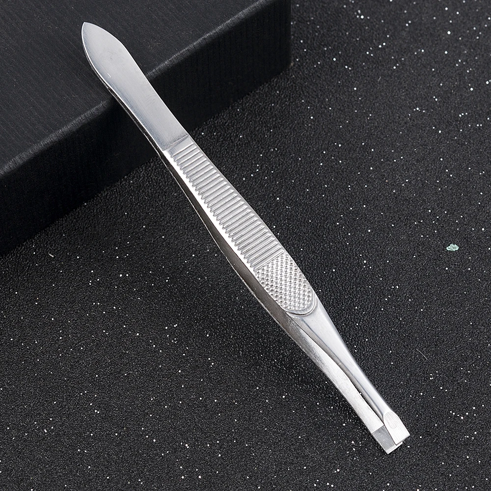 1PCS Eyebrow Hair Tweezers Professional Eyebrow Hair Removal Tweezer Flat Tip Tool Stainless Steel Convenient Small No Rust 5