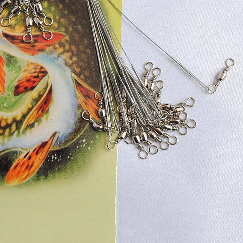 

60Pcs 15cm 20cm 25cm Fishing Line Steel Wire Leader With Swivel Fishing Tackle Fishing line Protection Leader