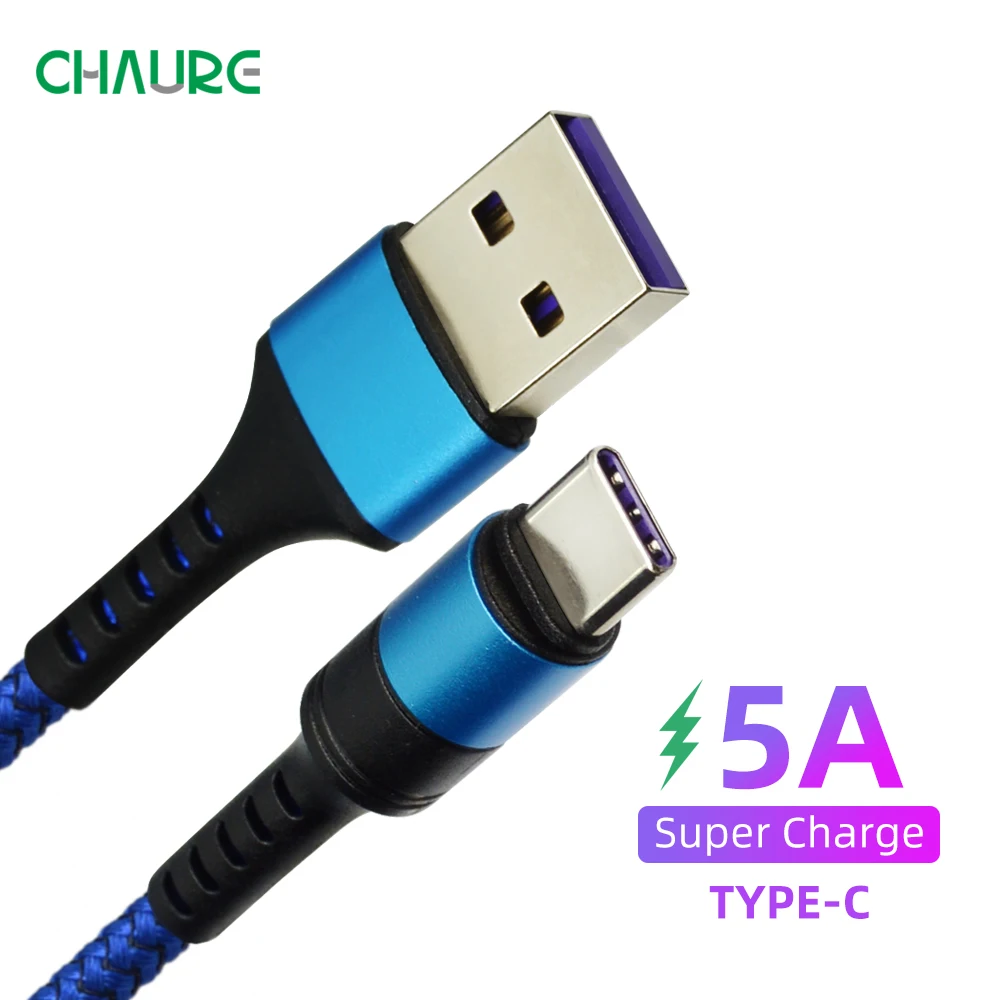 CHAURE 5A usb type C кабель 2 м Синхронизация данных быстрое устройство для зарядки кабель для huawei P20 P20pro Xiaomi кабели для мобильных телефонов