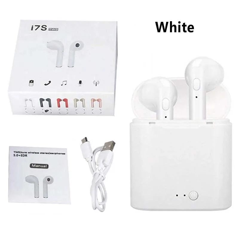 White I7s Tws Bluetooth наушники мини беспроводные наушники спортивные наушники громкой связи беспроводная гарнитура с зарядным устройством для apple iPhone - Цвет: White