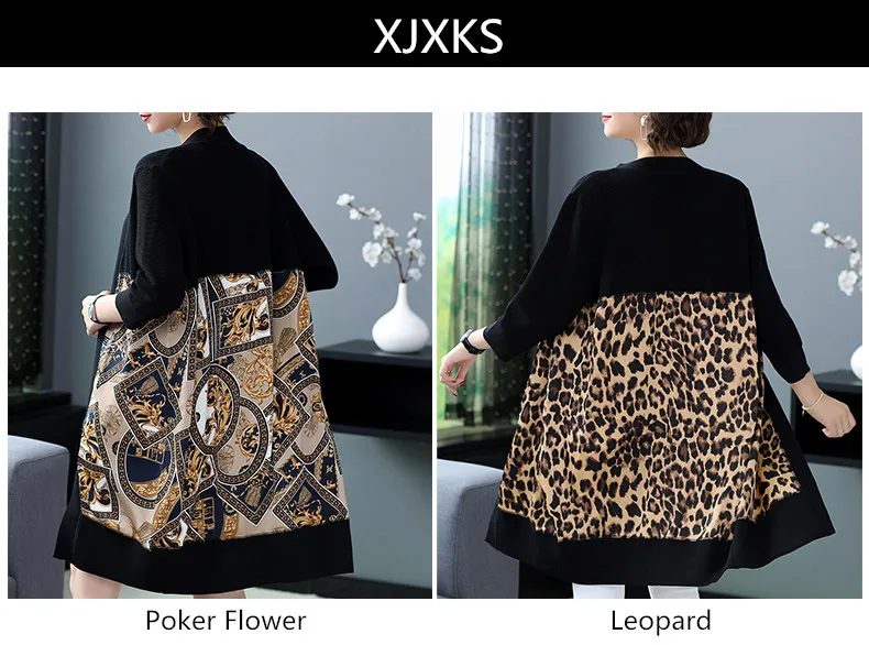 XJXKS, новинка, модный вязаный длинный кардиган, 7/10 рукав, женский свитер, кардиган, женские пальто, верхняя одежда, великолепные кардиганы