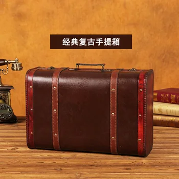 

New Men Retro PU Leather Handbag Luggage Spinner Cosmetic case Vintage Cabin suitcase Women brand Handbag Travel Bag carr