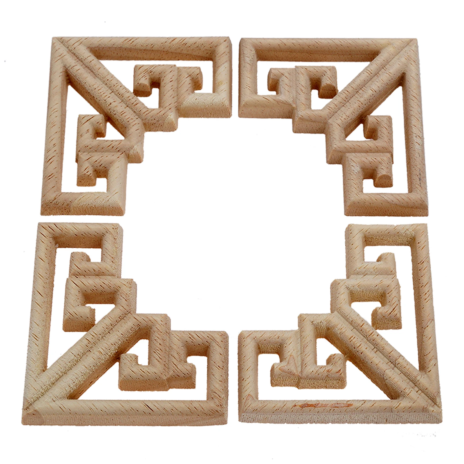 Decorazione in legno intagliato non verniciato, per porte e mobili, stile europeo, 4pcs, 6*6cm