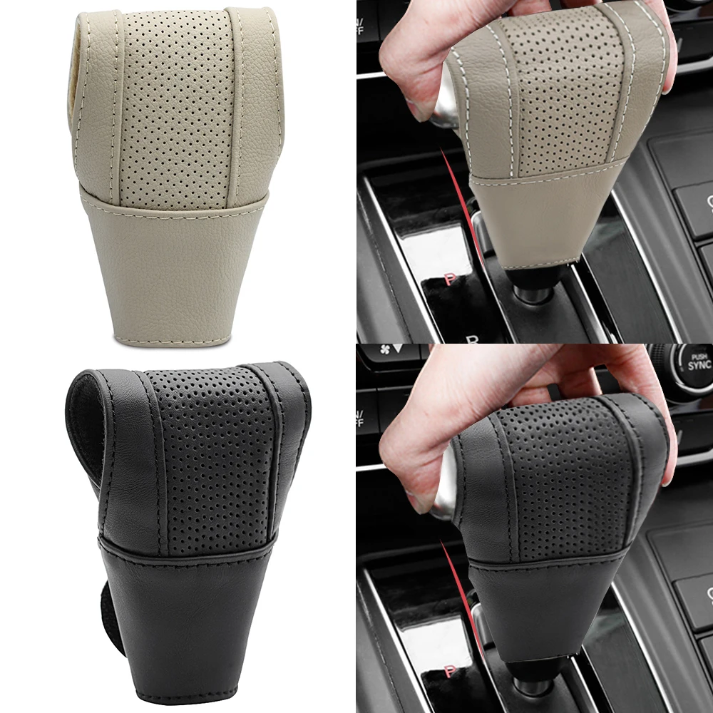 

Anti-Slip Car Gear Head Shift Knob Cover Handle Protector Protective Leather Shift Lever Cover Automobile Decoration Accessories