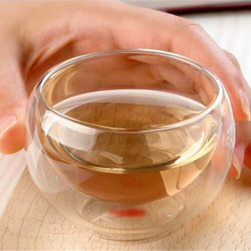 6Pcs 50Ml Clear Drinking Healthy Cup Heat Resistant Double Wall Layer Tea Cup Water Flower Tea Cups