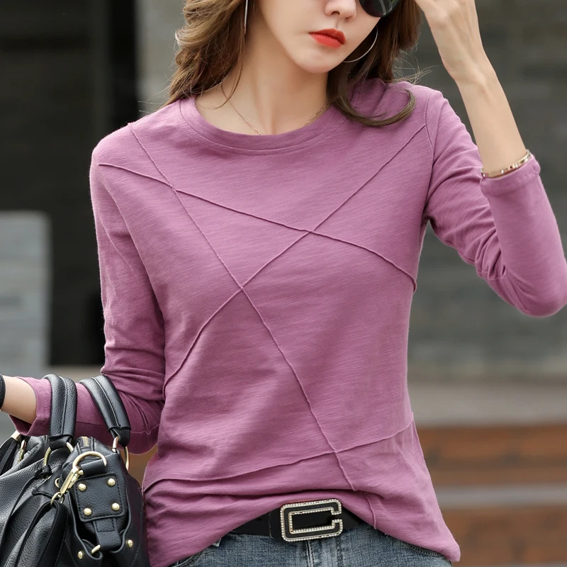 Loose Simple Purple Shirt Long Sleeve 