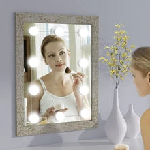 Светодиодный светильник-зеркало для макияжа, 5 В, USB, голливудский туалетный светильник, бесступенчатая настенная лампа с регулируемой яркостью, 10 лампочек, комплект для туалетного столика