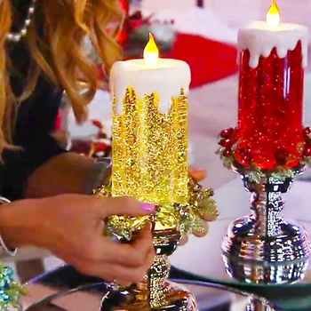 

Rechargeable Colour Electronic LED Waterproof Candle With Glitter Colour Changing LED Water Candle QP2