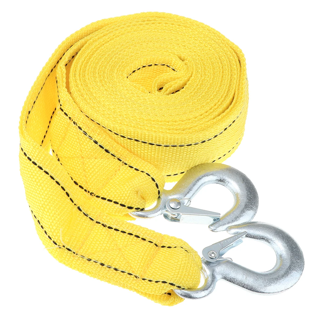 4M 5 Ton Car Tow Cable Strap Hooks Emergency Towing Pull Rope