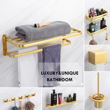 Aliexpress - Luxury Golden Bathroom Shelves Organizer Shower Shelf Corner Shampoo Storage Rack Punch-free Space Aluminum Holder Accessories