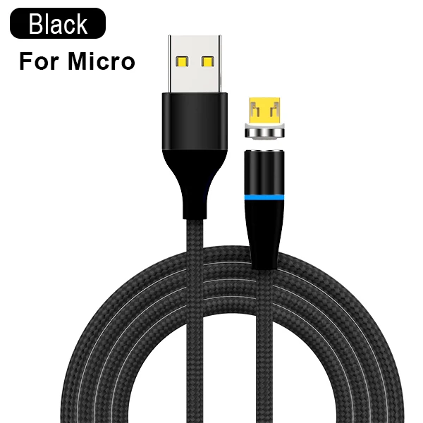 Магнитный кабель USB для быстрой зарядки кабель usb type C Магнитный кабель для зарядки данных Micro USB кабель для мобильного телефона USB шнур - Цвет: black