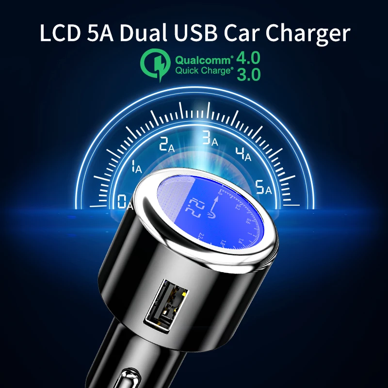 IHaitun роскошное автомобильное зарядное устройство с ЖК-дисплеем 5A USB для samsung S9 S10 Quick USB 3,0 3,1 Быстрая зарядка для iPhone 11 huawei P30 Pro Oneplus 7 X