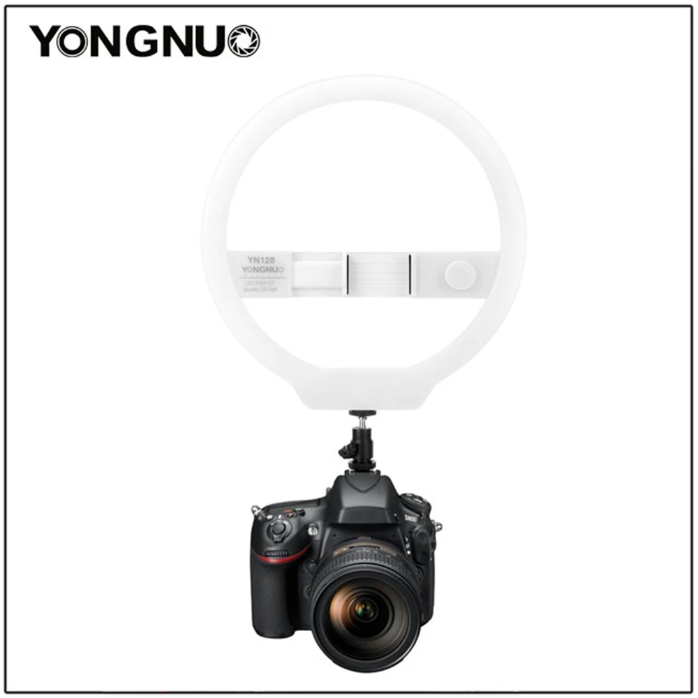 YONGNUO YN128 селфи кольцевой светильник для камеры фотостудии телефона 128 светодиодный кольцевой светильник 3200-5500K кольцевой светильник с регулируемой яркостью для фотосъемки