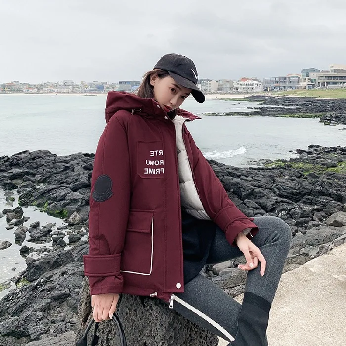

Photo Shoot 2019 Autumn And Winter New Style Online Celebrity Casual BF down Jacket Women's Korean-style INS Workwear Coat Hoode
