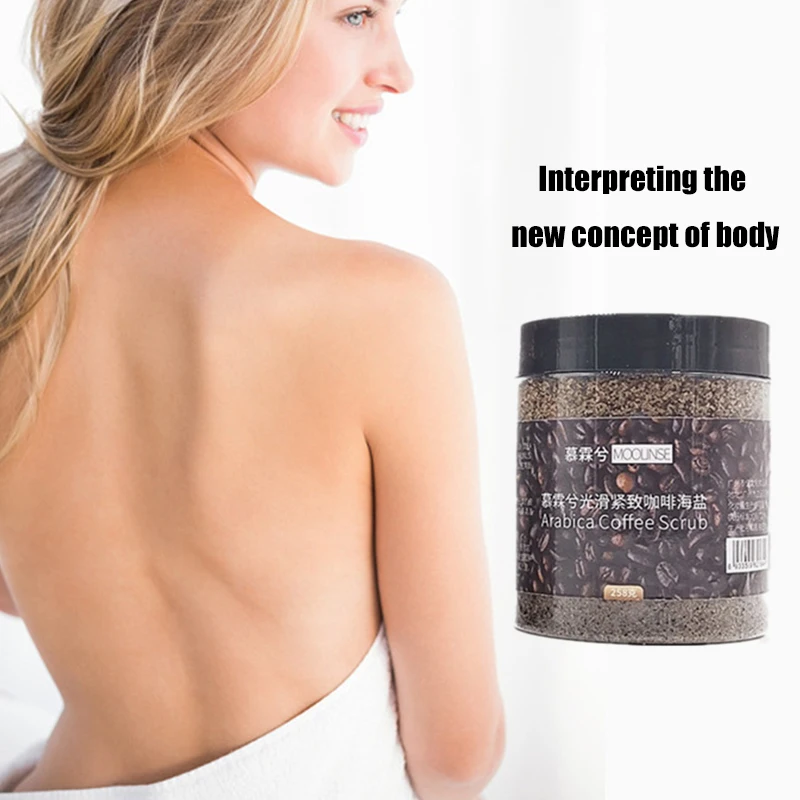 Coffee Scrub Sea Salt Exfoliating Whitening Massage Cream Anti Cellulite Body Scrub Treatment 258G