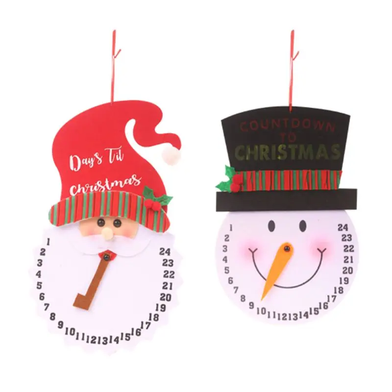 

Christmas Tree Hanging Wall Clock Snowman Santa Claus Design Xmas Ornaments Holidays Party Gift