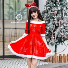 Красный бархатный Рождественский костюм, платье, шикарное рождественское платье для девочек, косплей, сексуальное платье Санта-Клауса с открытыми плечами, наряд на Рождество