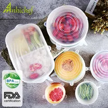 6 шт многоразовые силиконовые эластичные крышки, универсальная крышка, силиконовая пищевая упаковка, миска, крышка для кастрюли, силиконовая крышка для кастрюли, кухонные пробки