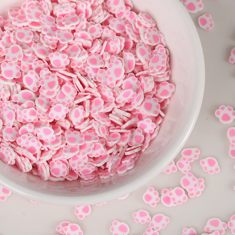 Cat Paw Pink Slices Polymer Hot Clay Sprinkle Scrapbooking Nail Art Decoration DIY Crystal Slime Filling Accessories 20g/Lot 5mm polymer clay kit polymer clay