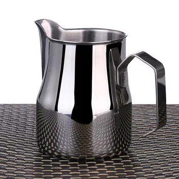 

Milk coffee foaming pitcher, stainless steel professional milk jug with round mouth, 350/550/750ml