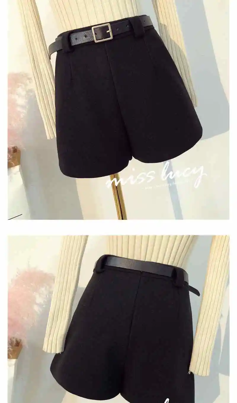 AREQW Autumn Winter High Waist Shorts for Women Casual Warm Booty Shorts with Belt