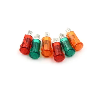 

10Pcs Signal Lamp Panel Mounting Neon Indicator Red Green Yellow Lights 220V 12V/24VDC 10mm MDX-11A Pilot Guiding